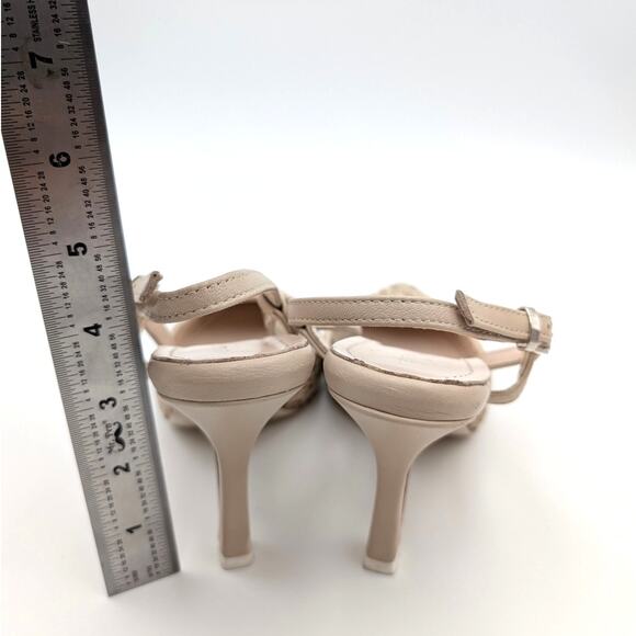 Beautiisoles Mandy Pointed Toe Slingback Heel Pump Women's Beige Size US5 EU36 - Picture 4 of 11